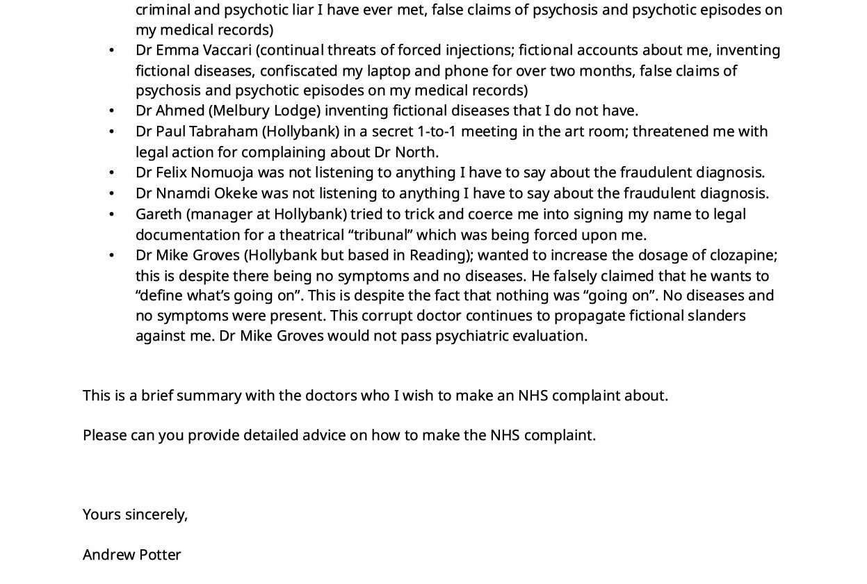 NHS complaint letter page 2