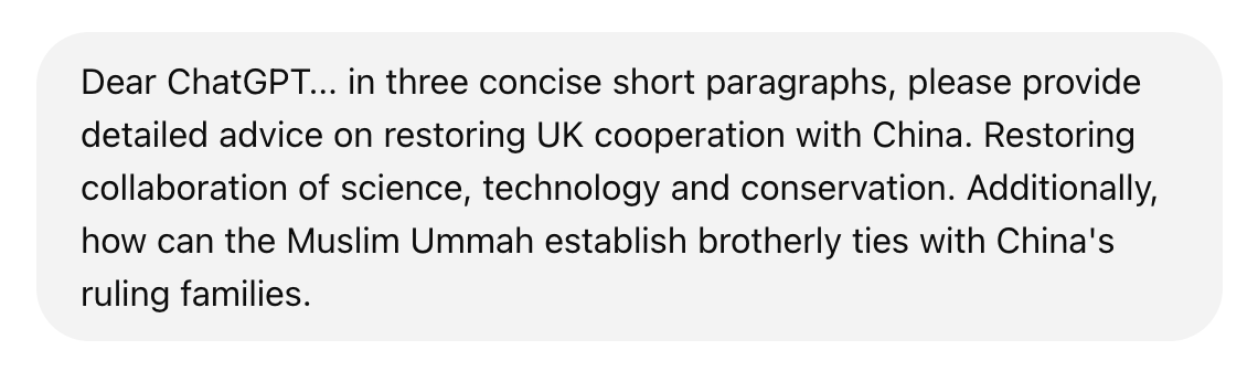 Dear ChatGPT... please provide detailed advice on restoring UK cooperation with China.