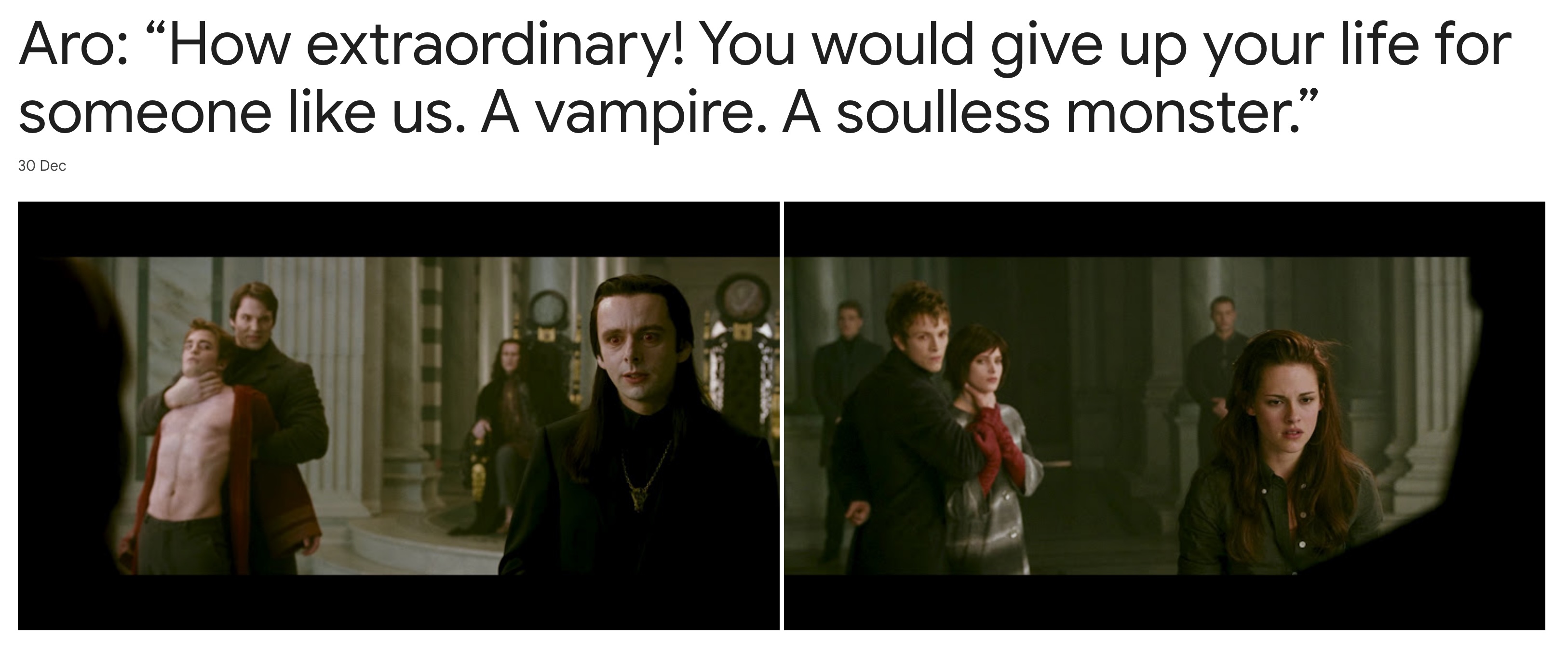 Aro How extraordinary A vampire A soulless monster