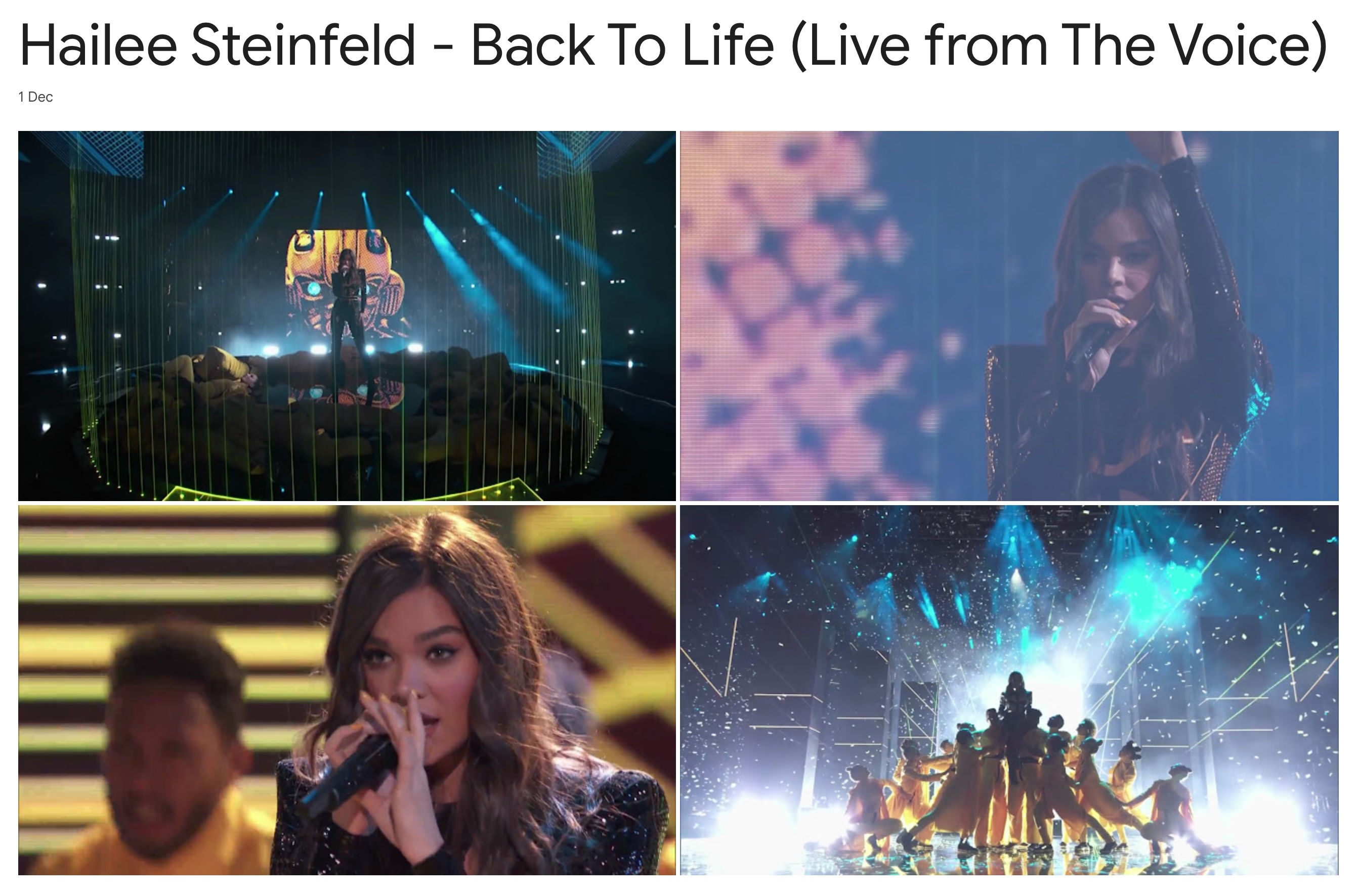 Hailee Steinfeld Back To Life Live from The Voice