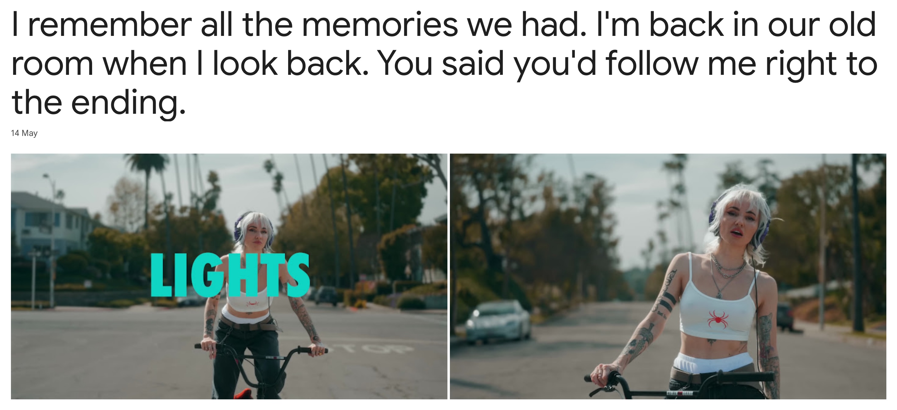 I remember all the memories we had You said you'd follow me right to the ending