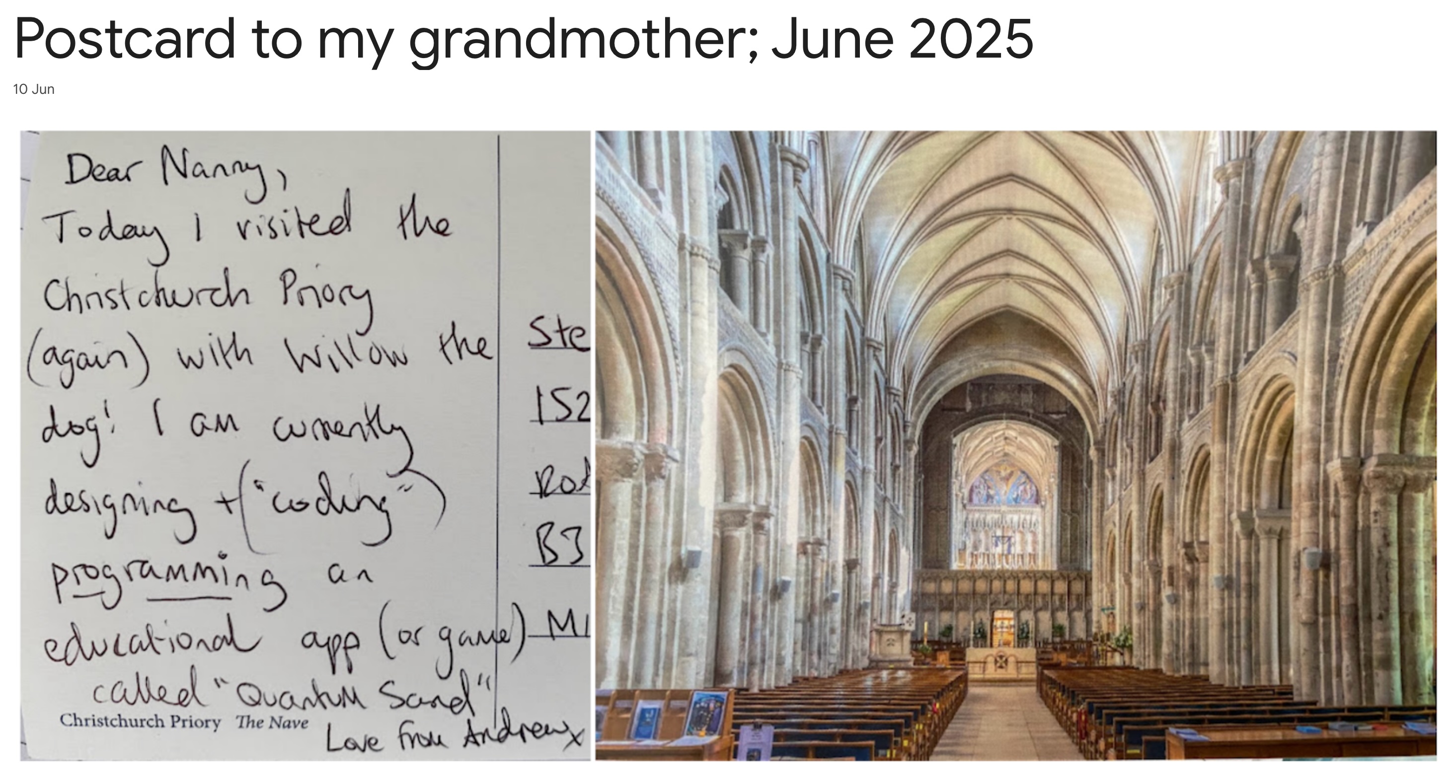 Postcard to my grandmother June 2025