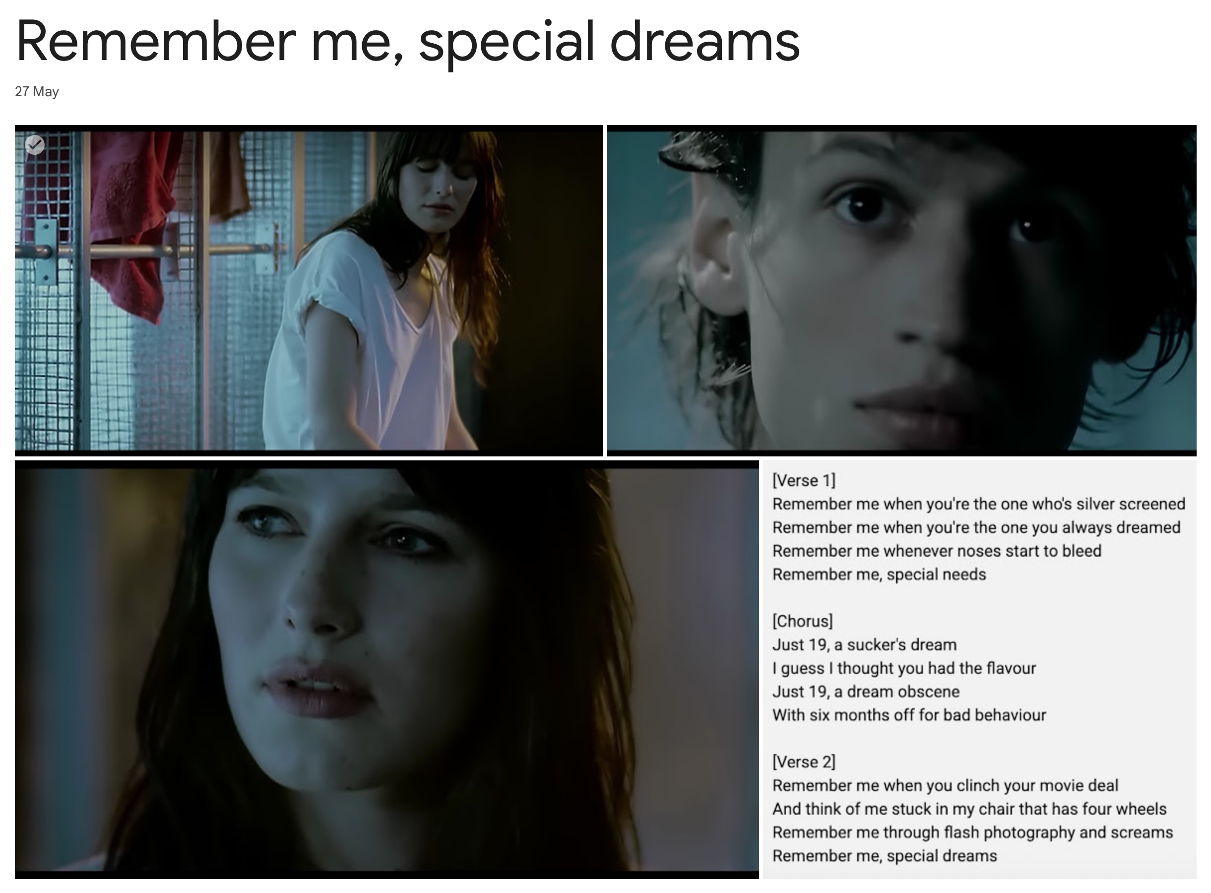 Remember me, special dreams