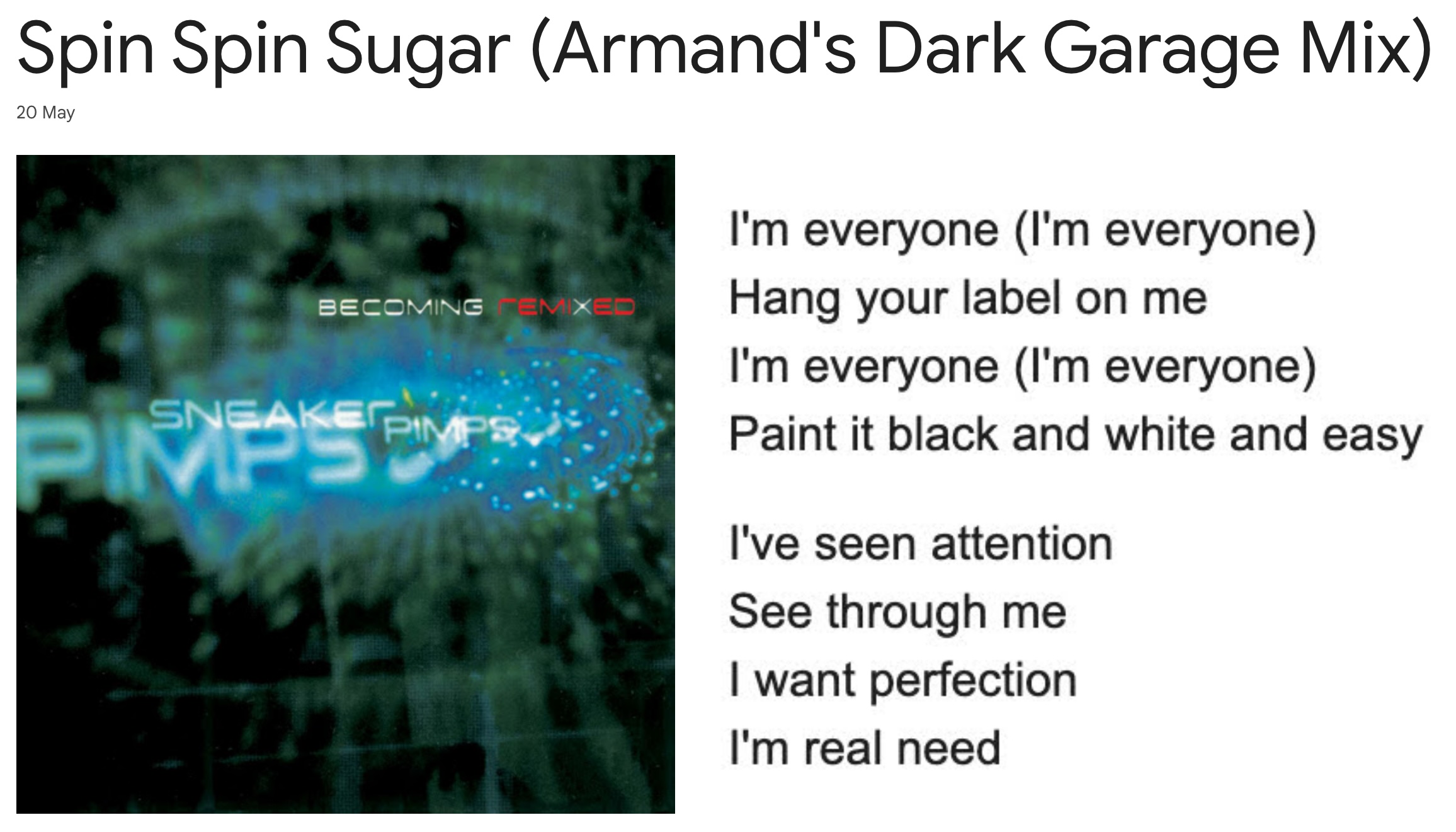 Spin Spin Sugar Armand's Dark Garage Mix