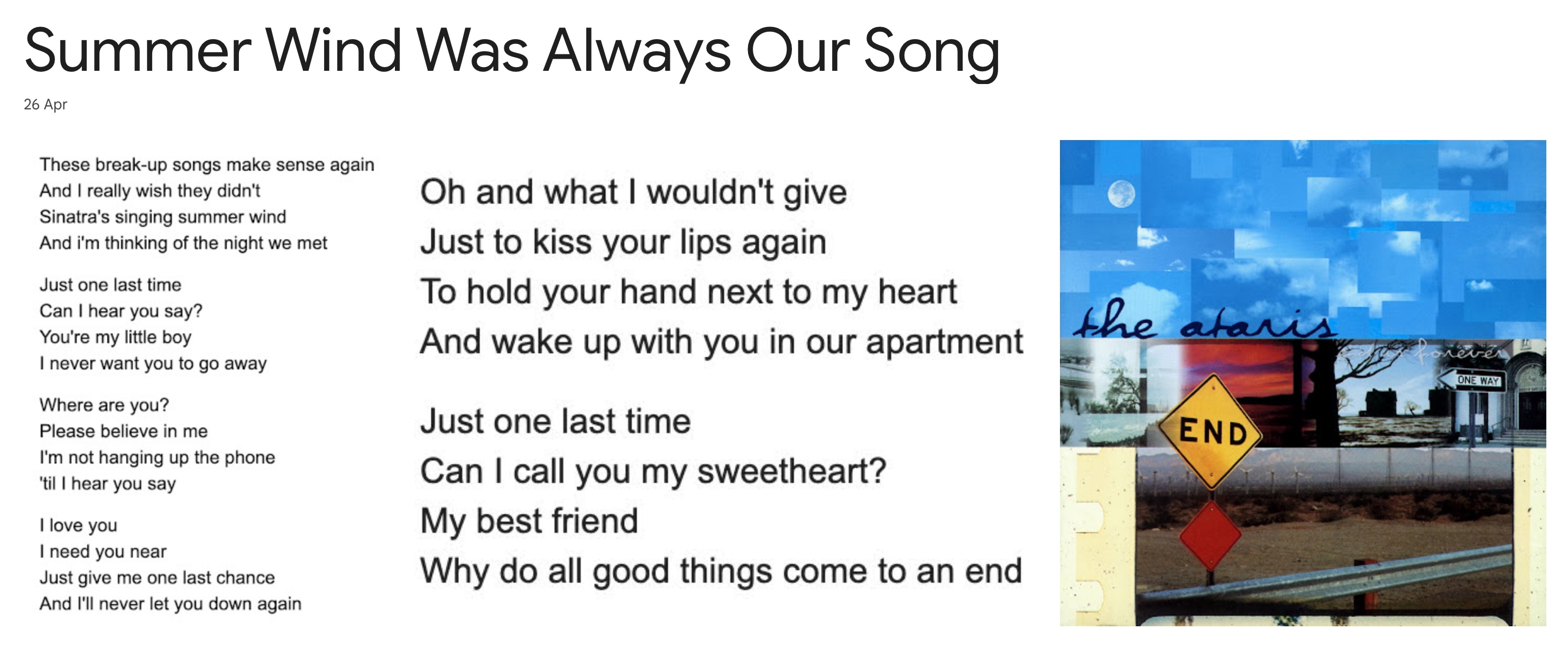 Summer Wind Was Always Our Song