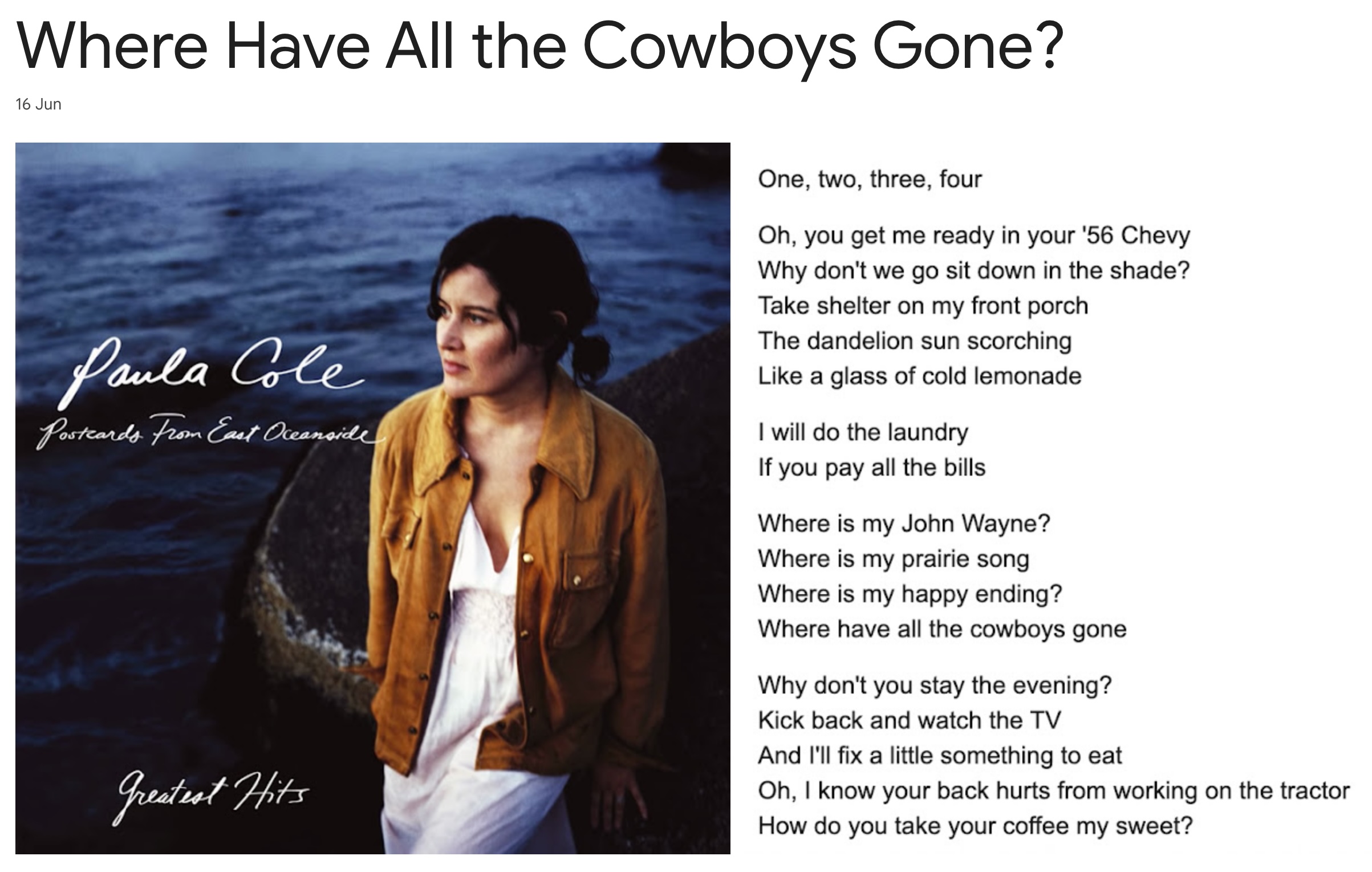 Where Have All the Cowboys Gone