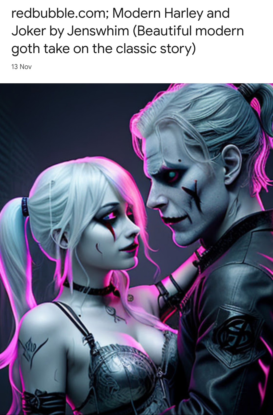redbubble.com Modern Harley and Joker by Jenswhim